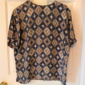 STUNT Vintage 100% Silk Short Sleeve Blouse Small